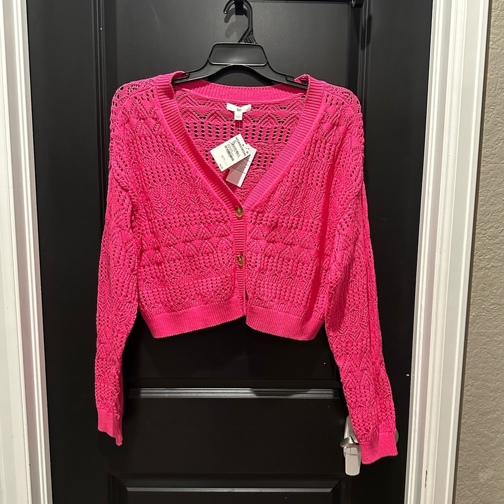 BP Bright Pink Women's Open Knit Cardigan NWT